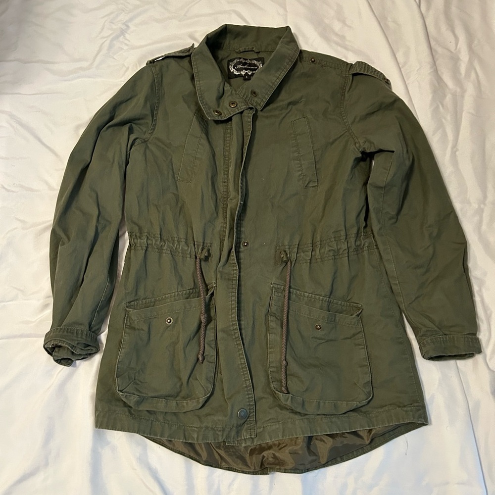Ambiance Army Green Jacket with pull strings on the waist Size Small
